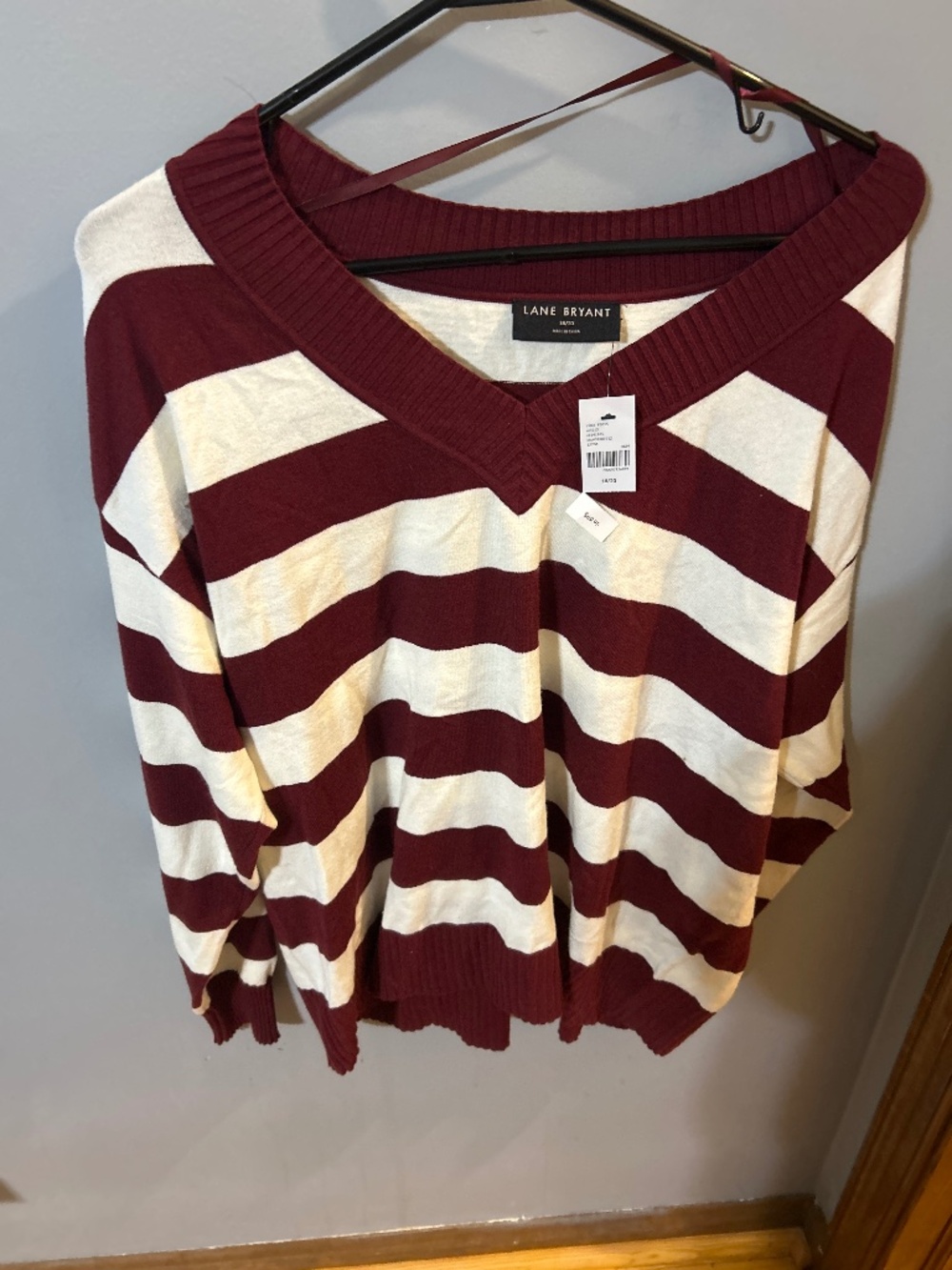Lane Bryant Burgundy striped sweater 18/20